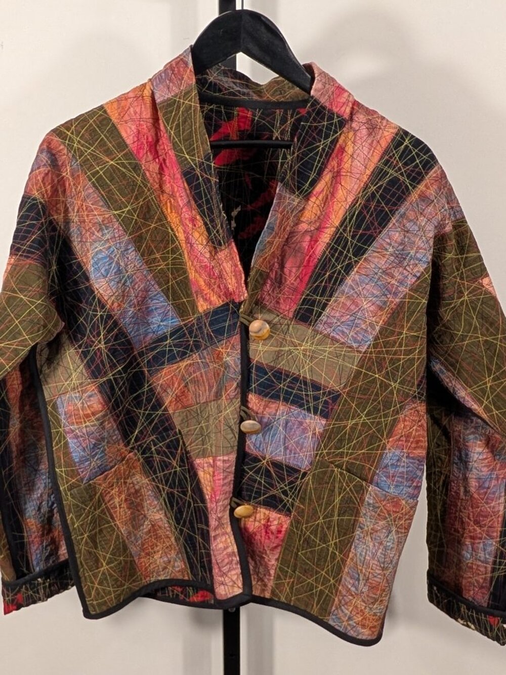 Art-to-Wear Jacket | Artisan Textile Statement Jacket  | Reversible | Sz XL
